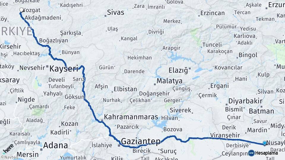 Mardin Nusaybin Yozgat Arası Kaç Km - Yol Haritası