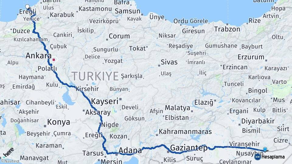 Mardin Nusaybin Zonguldak Arası Kaç Km - Yol Haritası
