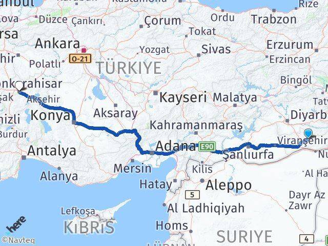 Mardin Ömerli Afyonkarahisar Arası Kaç Km - Yol Haritası