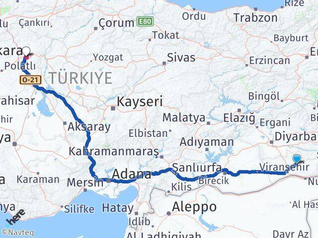 Mardin Ömerli Ankara Arası Kaç Km - Yol Haritası