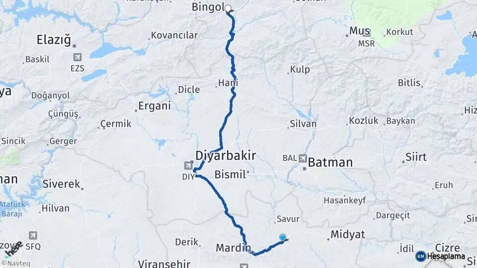 Mardin Ömerli Bingöl Arası Kaç Km - Yol Haritası