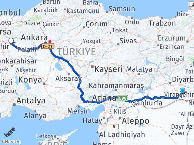 Mardin Ömerli Eskişehir Arası Kaç Km - Yol Haritası