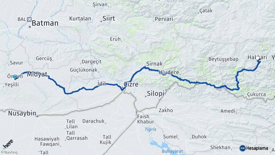 Ömerli Hakkari Arası Kaç Km - Yol Tarifi