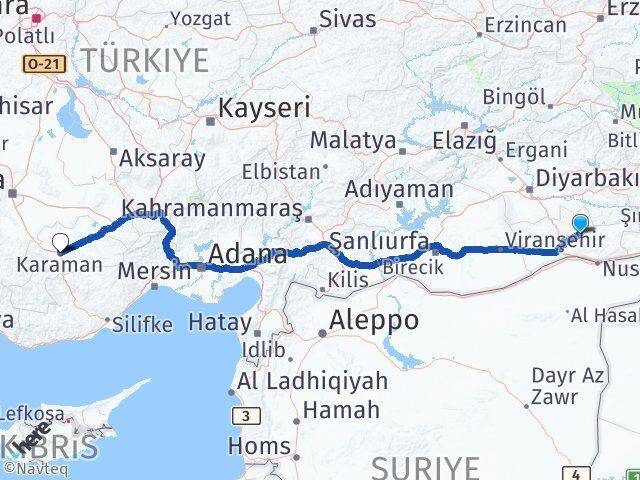 Mardin Ömerli Karaman Arası Kaç Km - Yol Haritası