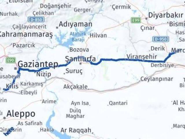 Mardin Ömerli Kilis Arası Kaç Km - Yol Haritası