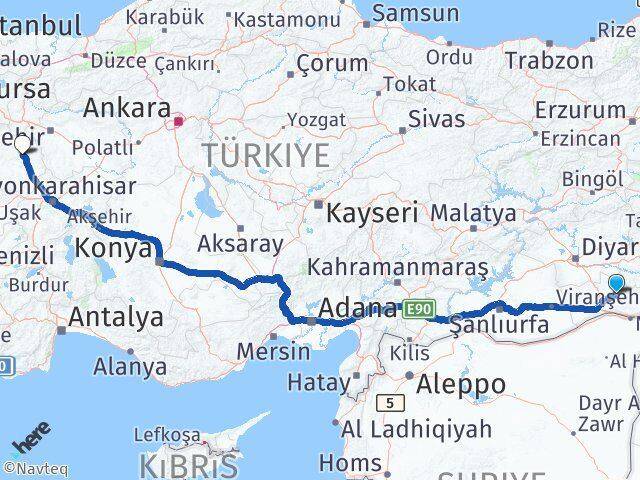 Mardin Ömerli Kütahya Arası Kaç Km - Yol Haritası