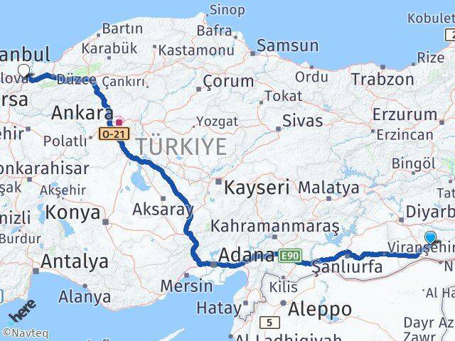 Mardin Ömerli Sakarya Arası Kaç Km - Yol Haritası