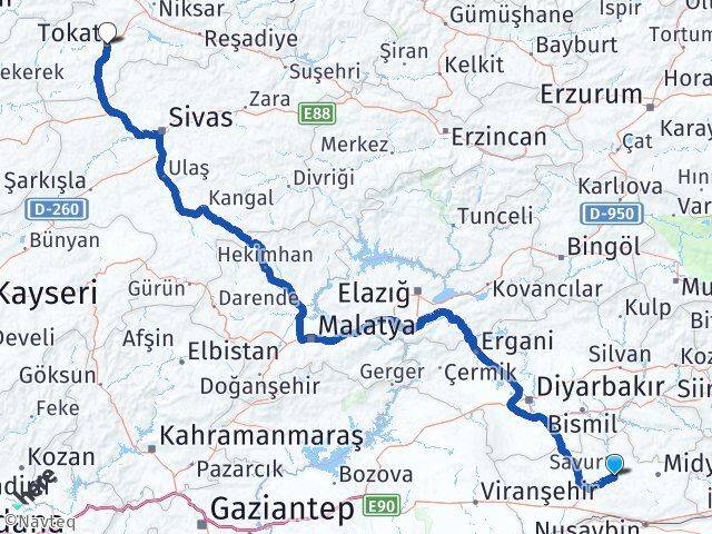 Mardin Ömerli Tokat Arası Kaç Km - Yol Haritası