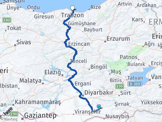 Mardin Ömerli Trabzon Arası Kaç Km - Yol Haritası