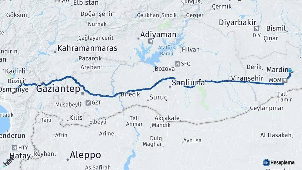 Mardin Osmaniye Arası Kaç Km - Yol Haritası