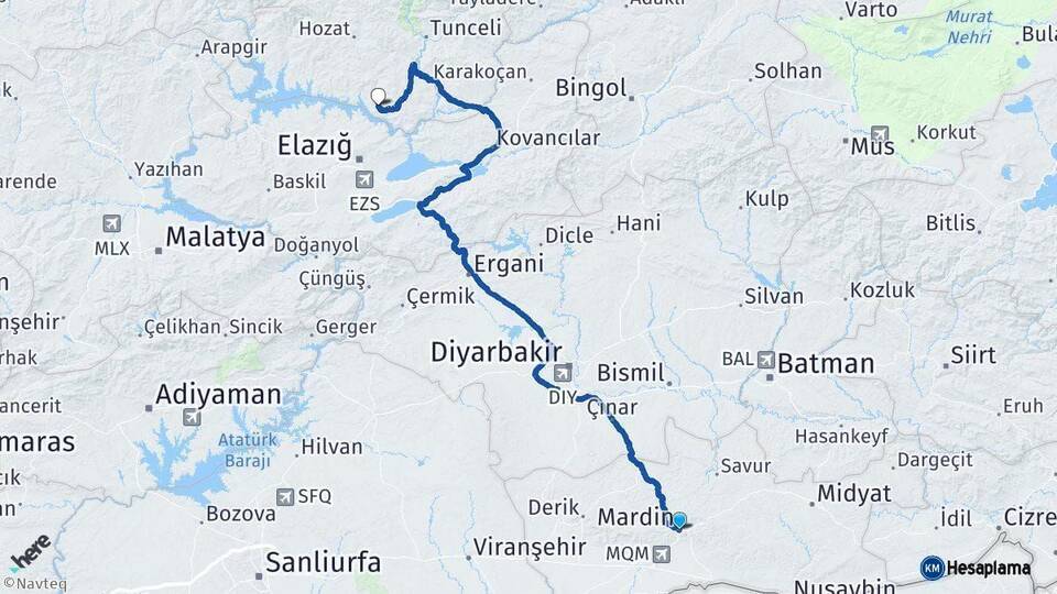 Mardin Pertek Tunceli Arası Kaç Km - Yol Haritası
