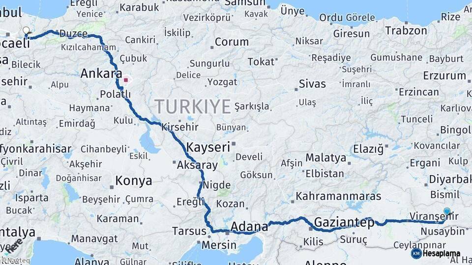 Mardin Sakarya Arası Kaç Km - Yol Haritası
