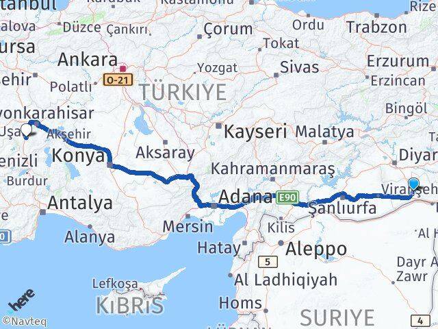 Mardin Sandıklı Afyonkarahisar Arası Kaç Km - Yol Haritası