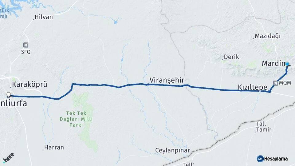 Mardin Şanlıurfa Arası Kaç Km - Yol Haritası