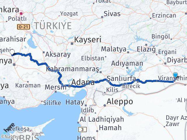Mardin Sarayönü Konya Arası Kaç Km - Yol Haritası