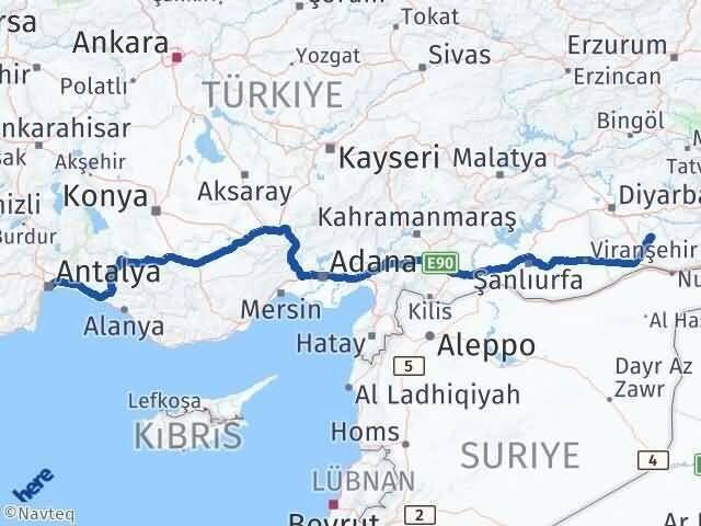 Mardin Savur Antalya Arası Kaç Km - Yol Haritası