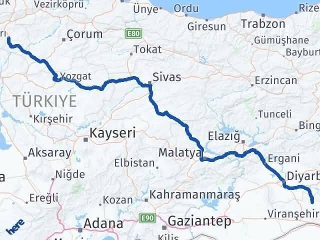 Mardin Savur Çankırı Arası Kaç Km - Yol Haritası