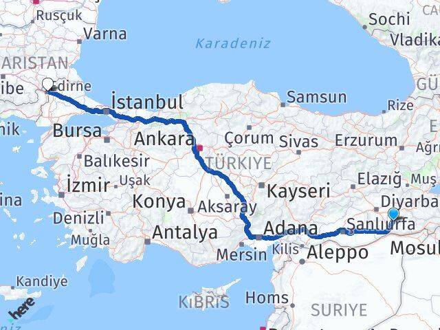 Mardin Savur Edirne Arası Kaç Km - Yol Haritası