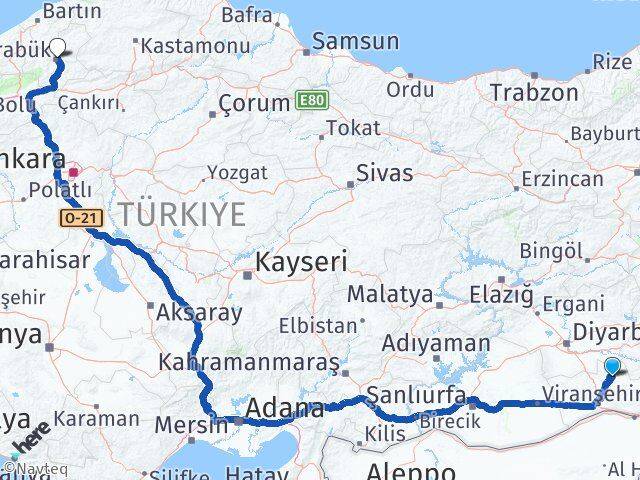 Mardin Savur Karabük Arası Kaç Km - Yol Haritası