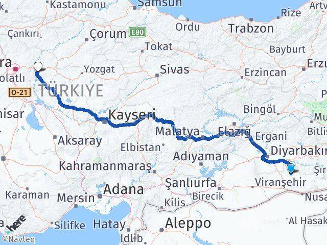 Mardin Savur Kırıkkale Arası Kaç Km - Yol Haritası