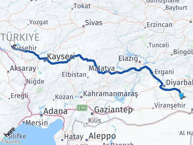 Mardin Savur Kırşehir Arası Kaç Km - Yol Haritası