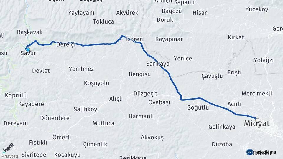 Mardin Savur Midyat Arası Kaç Km - Yol Haritası