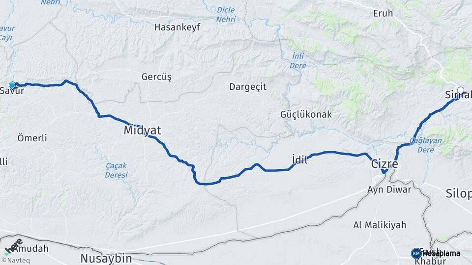 Mardin Savur Şırnak Arası Kaç Km - Yol Haritası
