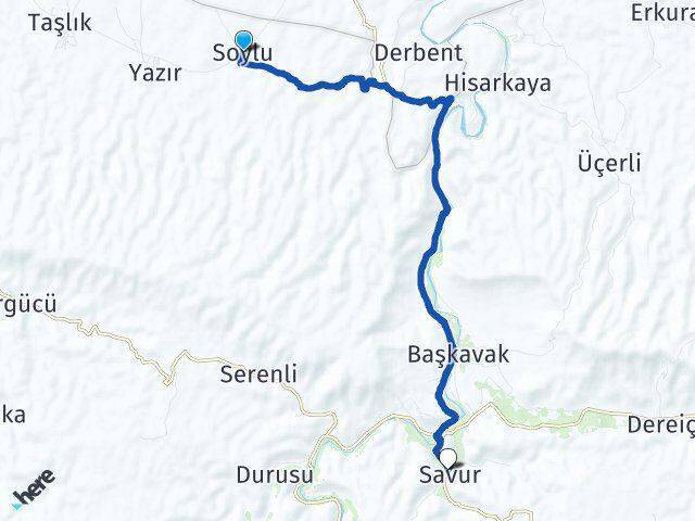 Soylu Savur Arası Kaç Km - Yol Tarifi