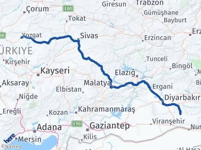 Mardin Savur Yozgat Arası Kaç Km - Yol Haritası
