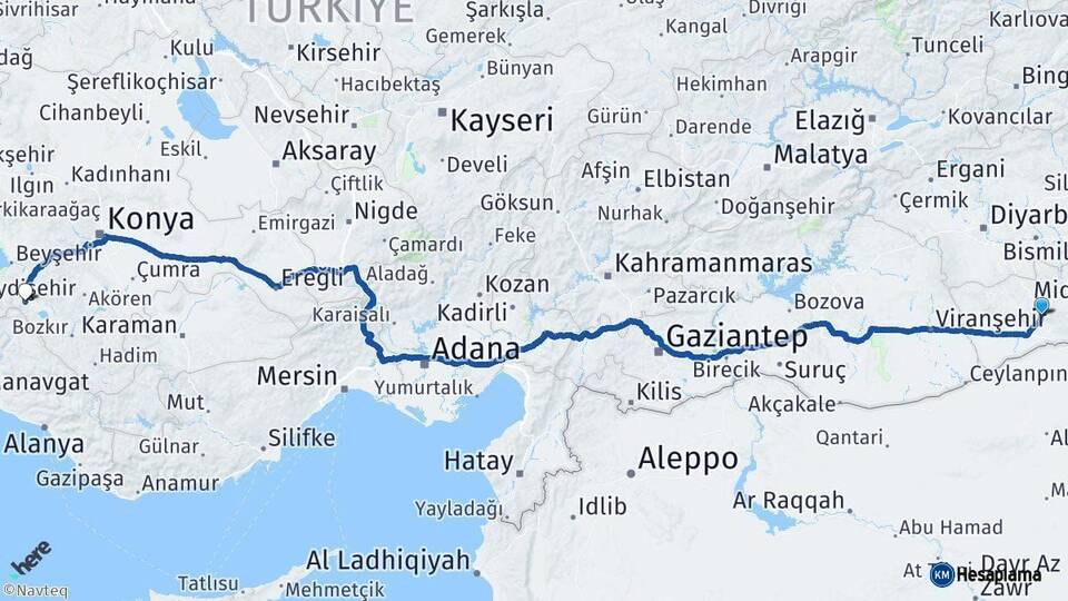 Mardin Seydişehir Konya Arası Kaç Km - Yol Haritası