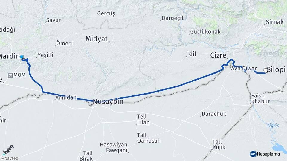 Mardin Silopi Şırnak Arası Kaç Km - Yol Haritası