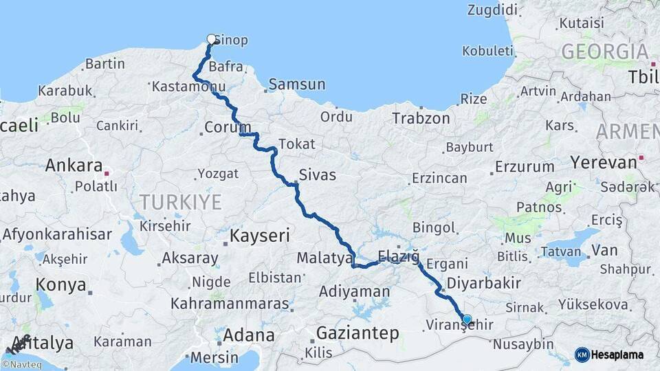 Mardin Sinop Arası Kaç Km - Yol Haritası