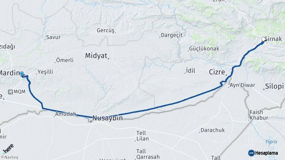 Mardin Şırnak Arası Kaç Km - Yol Haritası