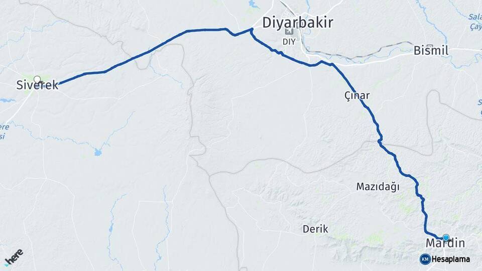 Mardin Siverek Şanlıurfa Arası Kaç Km - Yol Haritası