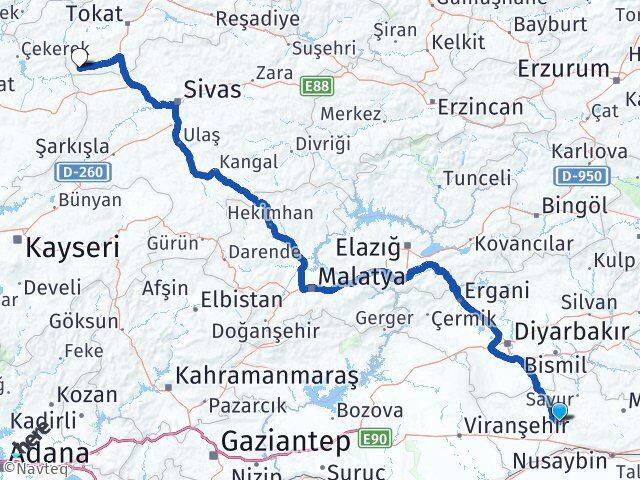 Mardin Sulusaray Tokat Arası Kaç Km - Yol Haritası