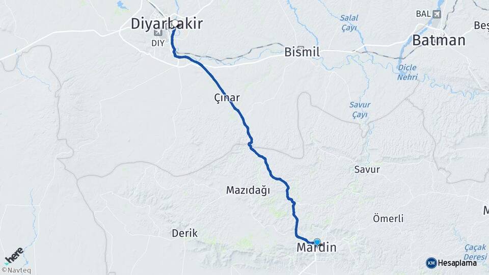 Mardin Sur Diyarbakır Arası Kaç Km - Yol Haritası
