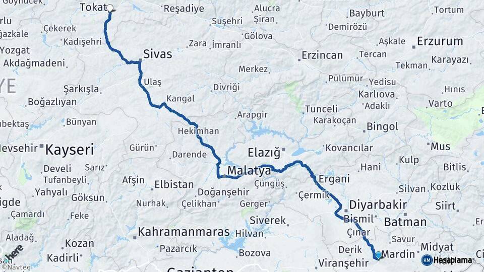 Mardin Tokat Arası Kaç Km - Yol Haritası