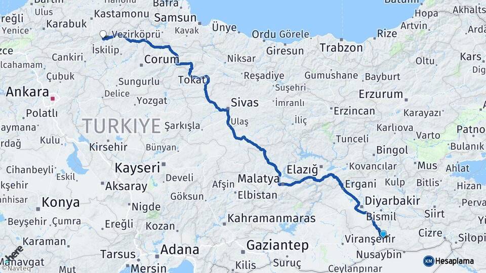 Mardin Tosya Kastamonu Arası Kaç Km - Yol Haritası