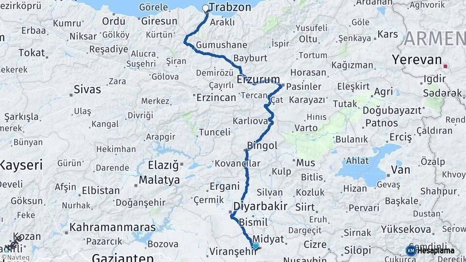 Mardin Trabzon Arası Kaç Km - Yol Haritası