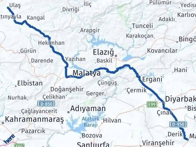 Mardin Ulaş Sivas Arası Kaç Km - Yol Haritası