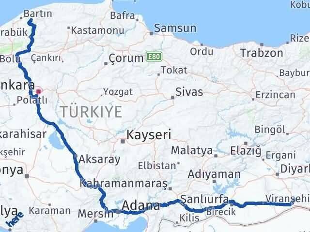 Mardin Ulus Bartın Arası Kaç Km - Yol Haritası