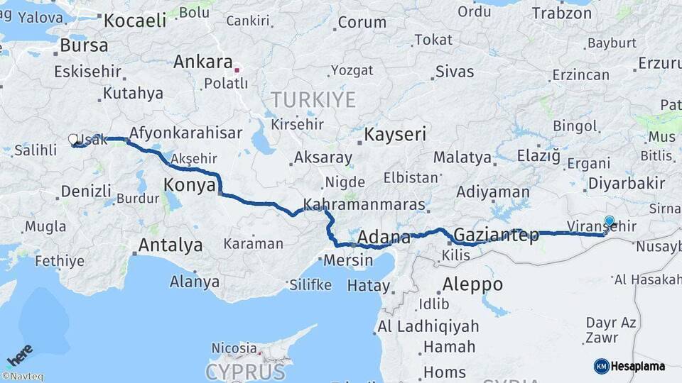 Mardin Uşak Arası Kaç Km - Yol Haritası