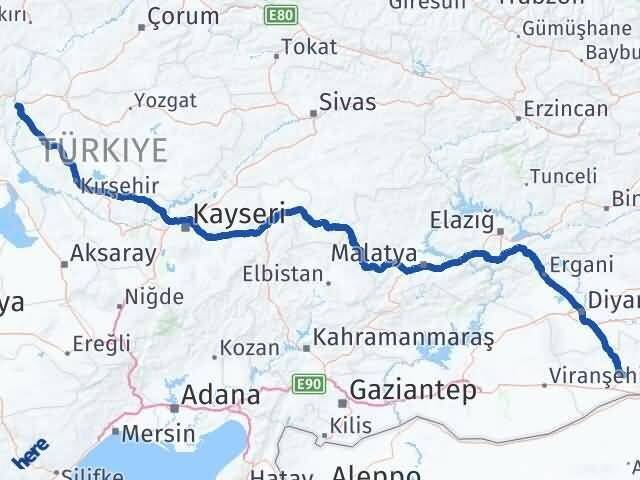Mardin Yahşihan Kırıkkale Arası Kaç Km - Yol Haritası