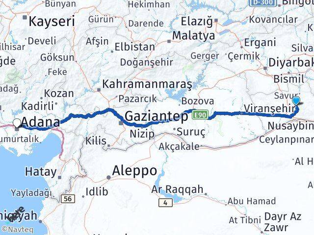 Mardin Yeşilli Adana Arası Kaç Km - Yol Haritası