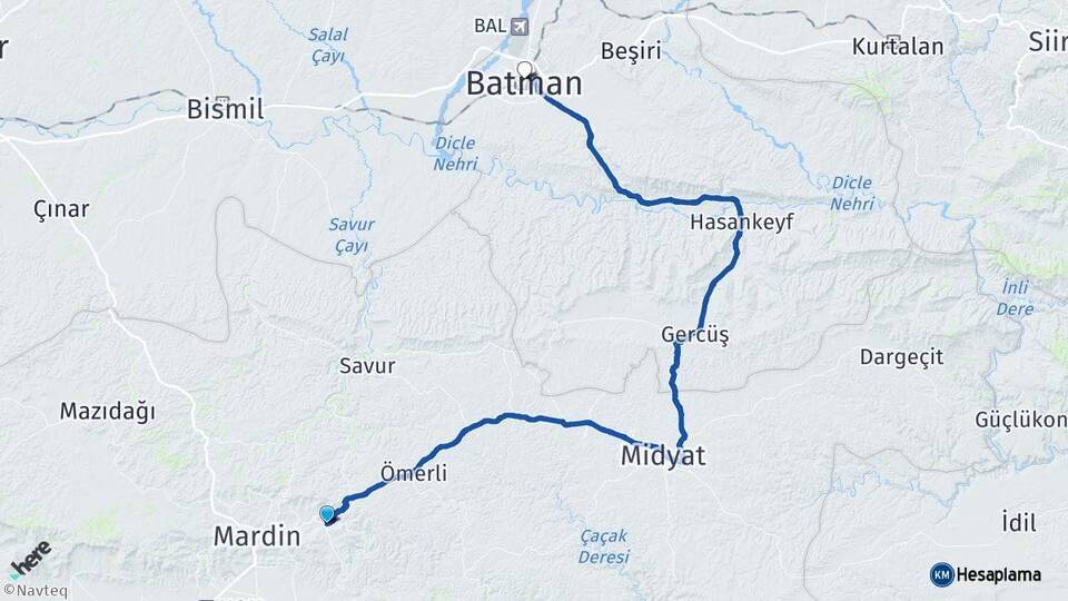 Yeşilli Batman Arası Kaç Km - Yol Tarifi