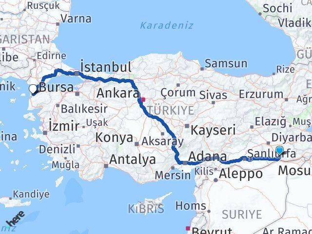 Mardin Yeşilli Çanakkale Arası Kaç Km - Yol Haritası