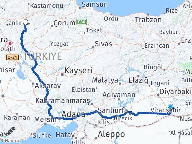 Mardin Yeşilli Çankırı Arası Kaç Km - Yol Haritası