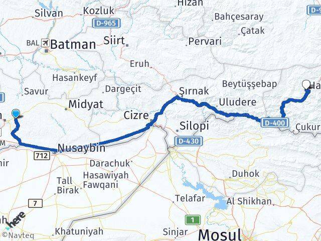 Mardin Yeşilli Hakkari Arası Kaç Km - Yol Haritası