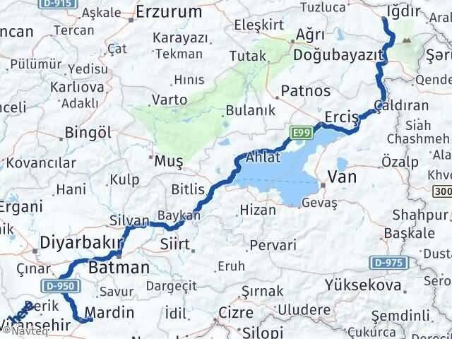 Mardin Yeşilli Iğdır Arası Kaç Km - Yol Haritası