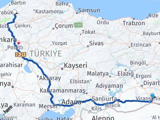 Mardin Yeşilli Karabük Arası Kaç Km - Yol Haritası